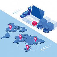 Global e-handel med nøkkelpunkter for grenseoverskridende handel, infografikk.