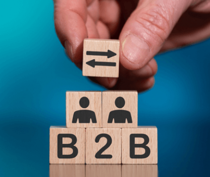 Infografikk om B2B-salg viser strategier, salgstrakt og digitale verktøy for effektivt salg.