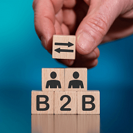 Infografikk om B2B-salg viser strategier, salgstrakt og digitale verktøy for effektivt salg.