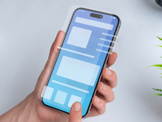 En illustrasjon av en mobilapplikasjon utviklet med Flutter, som fremhever plattformens kryssplattformfunksjonalitet, men også minner om dens potensielle begrensninger.